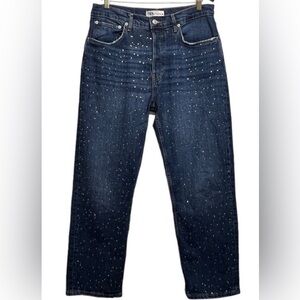 ZARA The High Rise Slim Rhinestone Jeans 10